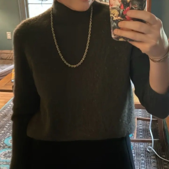 VINCE 100% Cashmere Mock Turtleneck Sweater Donegal Gray Brown Small - Picture 7 of 12